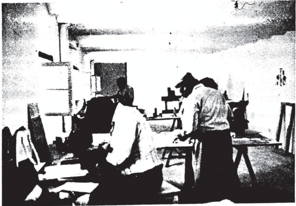 Nasser Al-Yousif, with his fellow artists in Asilah, Morocco during a printmaking workshop